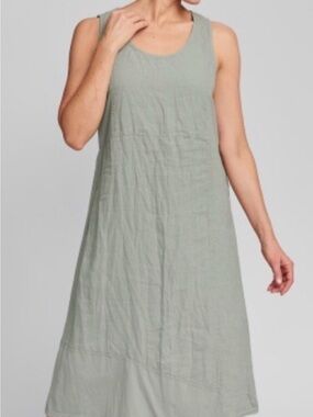 FLAX Designs Urban Midtown Medium Sleeveless A-Line Midi Dress in Sage
